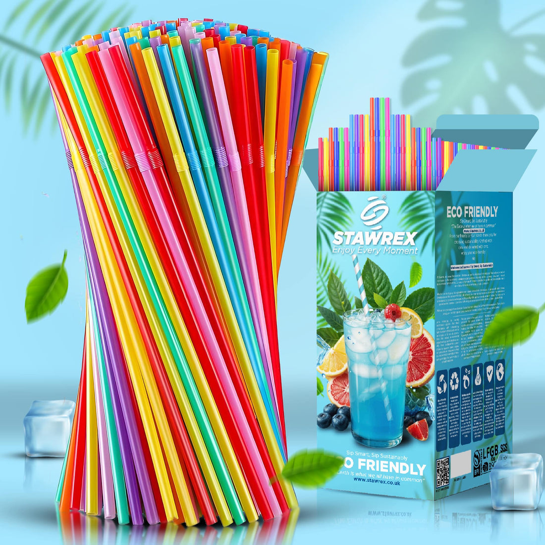 Colourful Plastic Straws reusable - Pack of 200